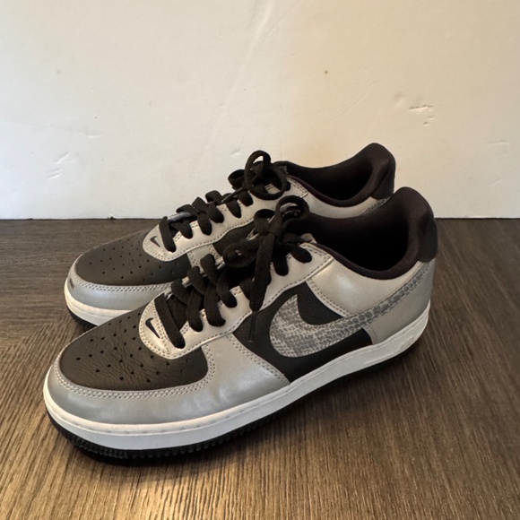 Nike Air Force 1 Low Mens Black Silver 3M Snake 2020 Sneaker DJ6033-001 EUC Sz 8 - Picture 3 of 11